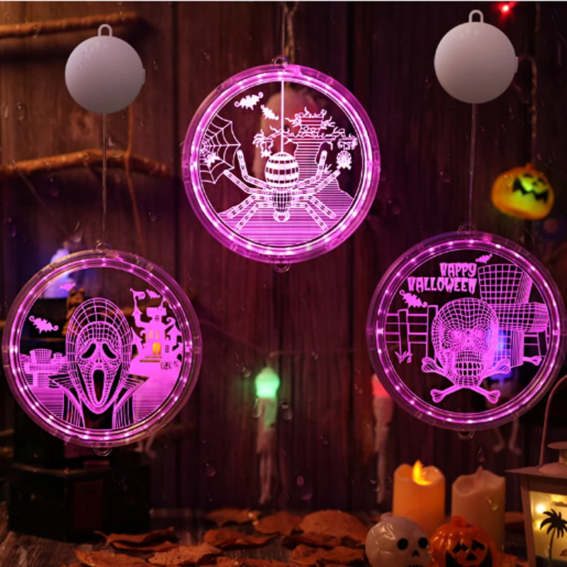 3D привидение лицо череп скелет паук батарейки работает фиолетовый цвет