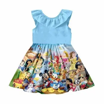 

new model girl dress fashion Lion mouse princess bear pattern dress summer