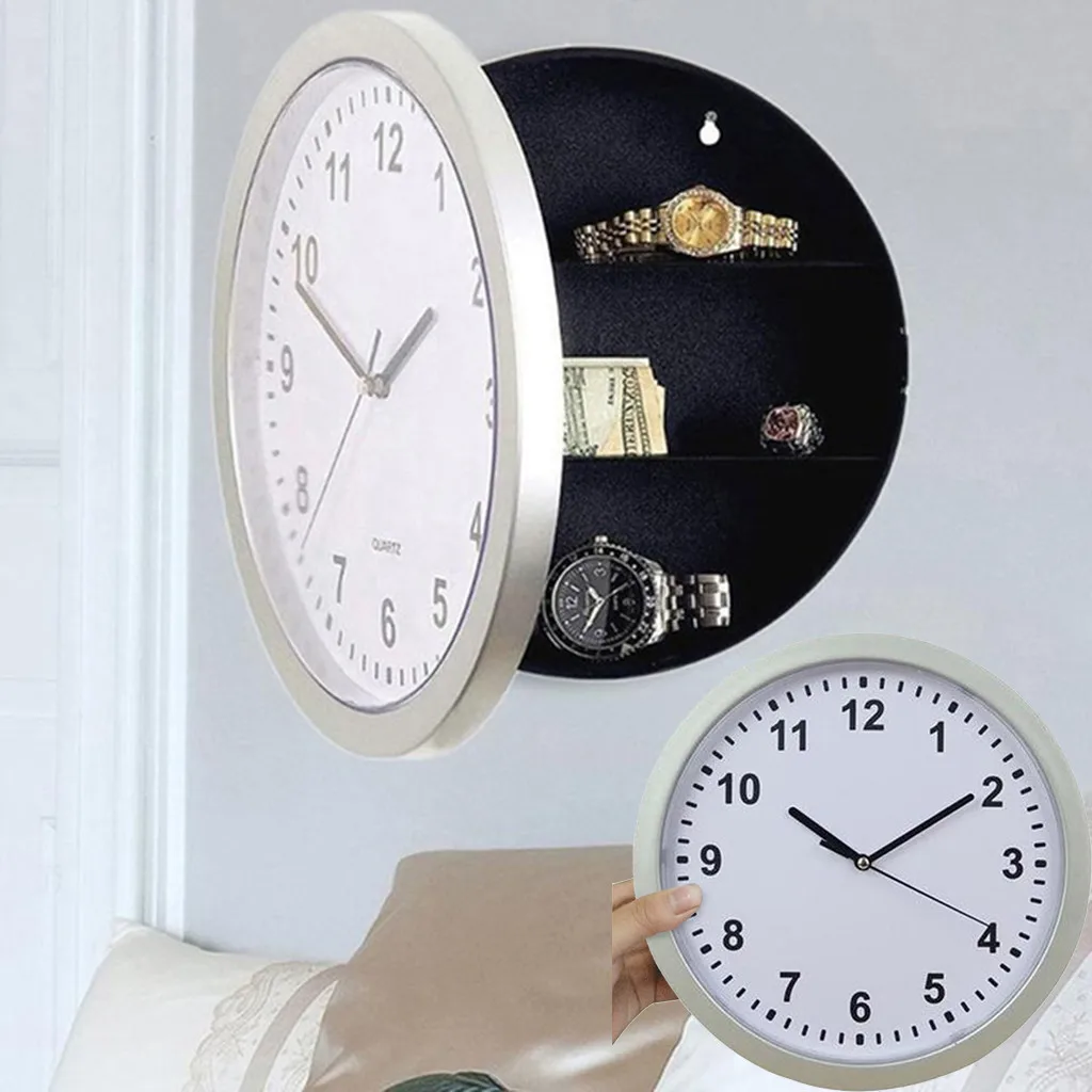 

2019 Mutifunctional Hidden Secret Storage Wall Clock Office Safe Money Stash Jewellery Stuff Container Clock Home Decoration