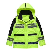 Защитный дождевик Высокая Видимость Водонепроницаемый светоотражающий дождевик со съемным капюшоном защитный дождевик дорожная куртка для взрослых