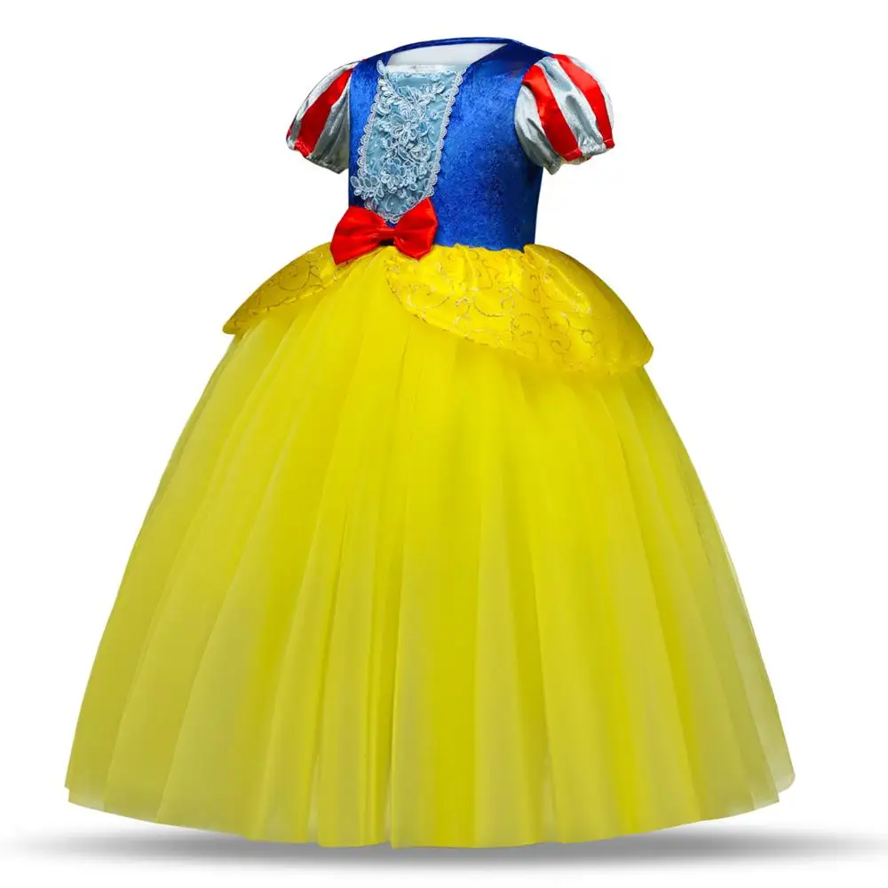 Горячая Дисней платье принцессы Schneewittchen для девочек Рождество Хэллоуин Детские костюмы представление косплей сетки с пышными рукавами