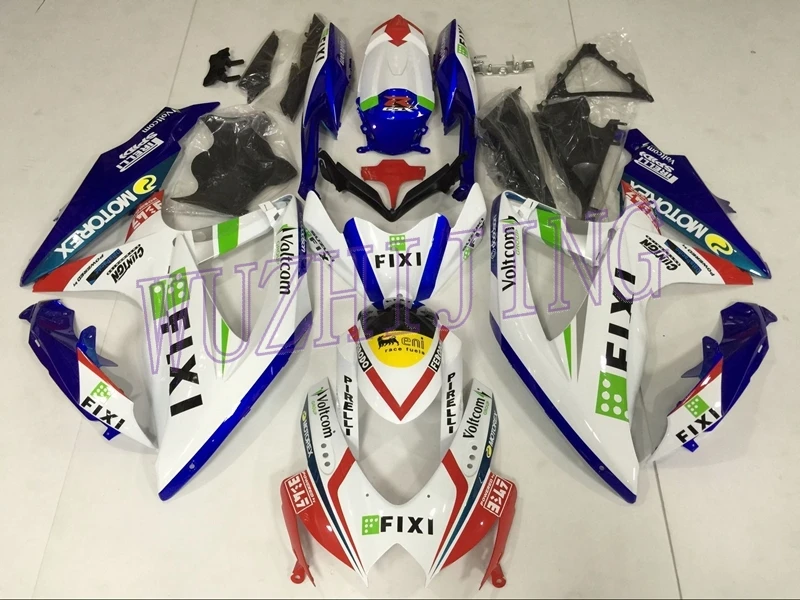 Пластиковые обтекатели GSXR 600 09 10 Обтекатели GSX R 600 2009 Белый FIXI кузов GSX R 600 2008-2010 K8 - Цвет: INJECTION mold