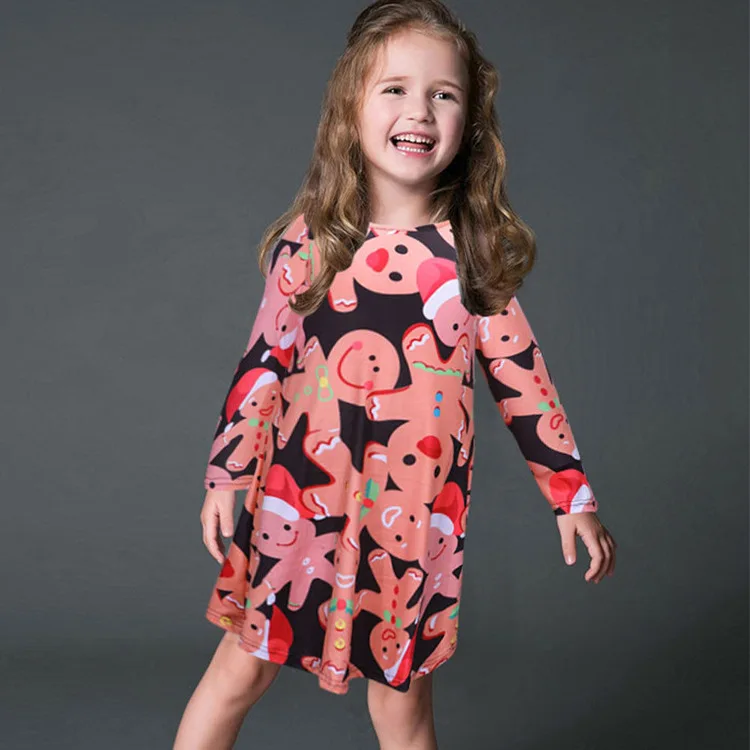 kids ginger S-5XL Плюс Размер Туника Осень Женские Платья Повседневная Мультфильм Печати Новогоднее Платье Повседневная Свободные С Длинным Рукавом Вечернее Платье женские платья - Цвет: kids ginger