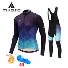 MILOTO зимняя одежда для велоспорта, Майо ciclismo, термо флисовые длинные комплекты,, мужские костюмы для горного велосипеда, гоночные комплекты для езды на велосипеде