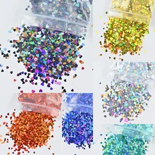 

50G Nail Art Glitter Sequins Holographic Love Pattern Nail Sequin Paillettes 24 Colors Laser 3D Heart Nail Glitter Flakes DIY