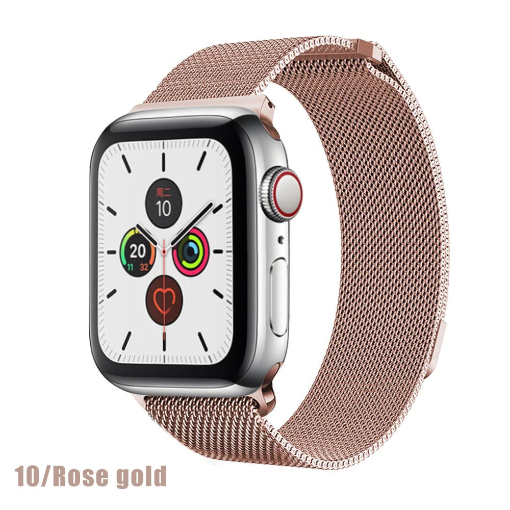 Миланская петля для apple watch серии 1 2 3 4 5 ремешок для iwatch ремешок из нержавеющей стали магнитная пряжка 38 мм 40 мм 42 мм 44 мм браслет - Цвет ремешка: Rose Gold