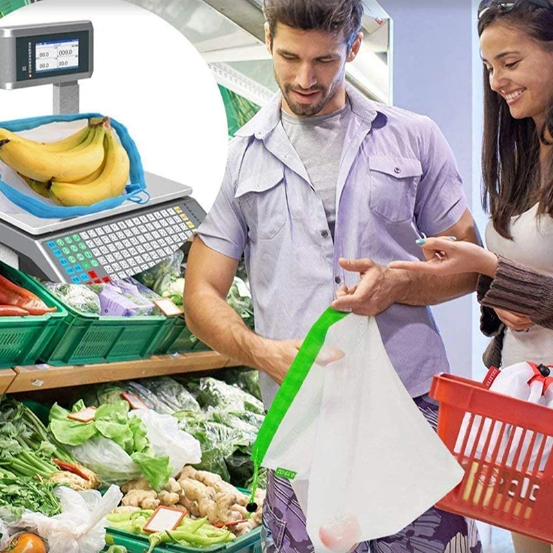 Многофункциональные моющиеся сетчатые продуктовые сумки для фруктов и овощей