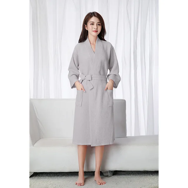 The Summer Waffle Bathrobe: A comfortable and stylish couple bathrobe with water absorbent fabric, perfect for nighttime relaxation.