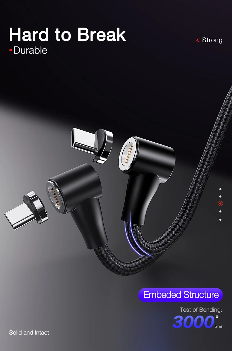 Светодиодный магнитный usb-кабель для зарядки iPhone Xs Max XR 90 локоть Micro Usb c type-c кабель для samsung S9 Магнитный зарядный шнур для телефона