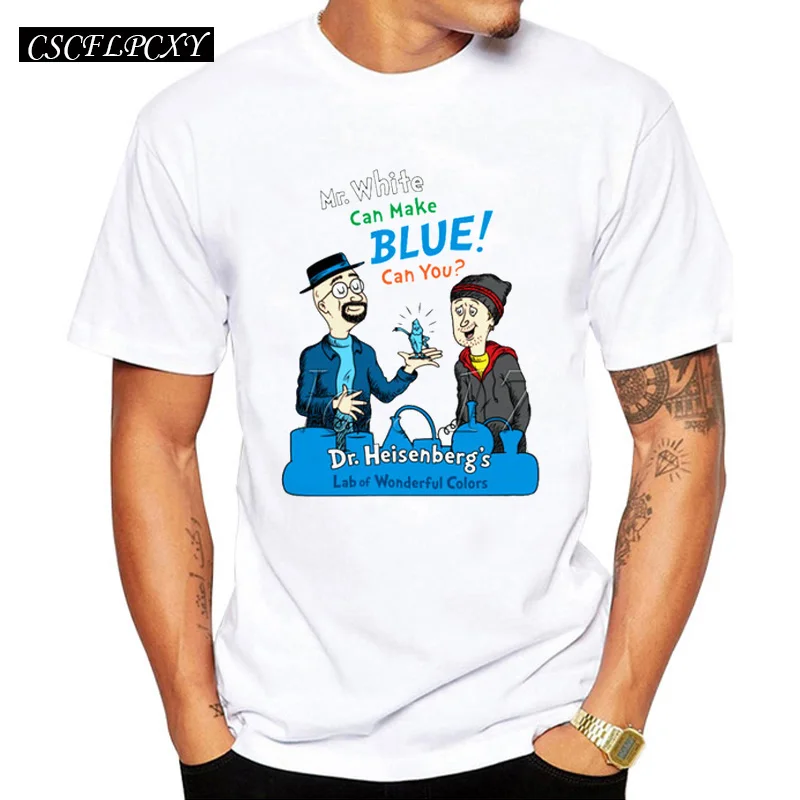 

Breaking Bad Men t-shirt short sleeve O-neck casual tops Mr. White can make Blue Hipster cartoon tee shirts