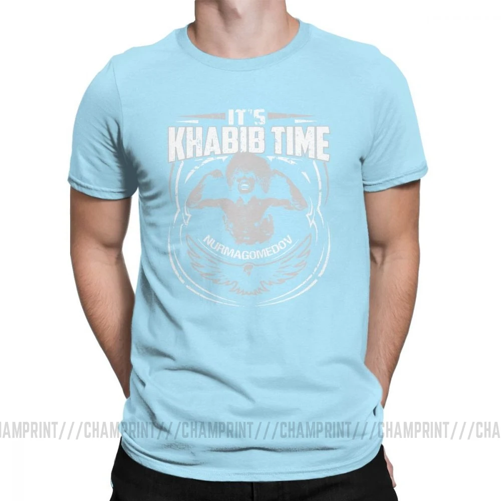 Хабиб нурмагомедов Футболка мужская MMA Fighter Dagestan Россия графическая одежда с коротким рукавом винтажные футболки с круглым вырезом хлопковые футболки - Цвет: Небесно-голубой