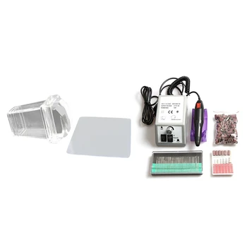 

2 Set Nail Manicure Tools: 1 Set Electric Nail Drill Machine Nail File EU Plug & 1 Set Nail Art Stamper Scraper Sets
