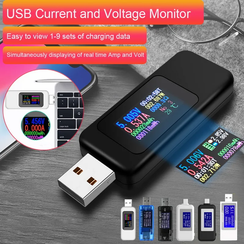 USB тестер мультиметр Цифровой измеритель тока и напряжения Емкость детектор
