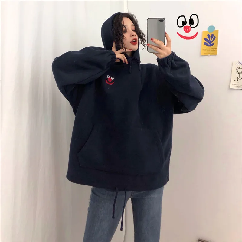 Повседневная Женская толстовка bangtan, зимняя Флисовая Толстовка Harajuku с мультяшным принтом, женские толстовки, пуловер, плотное, Свободное пальто с капюшоном