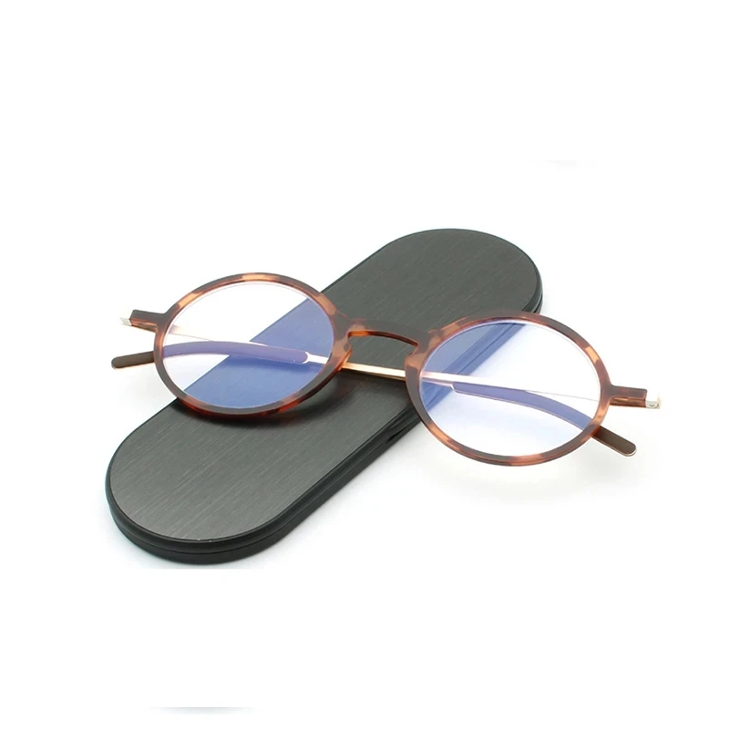 Thin Reading Glasses Protable Pocket Presbyopic Eye Glasses Anti-Blue Ray Spectacles Eyeglasses With Case Round Glasses Frame +2 2