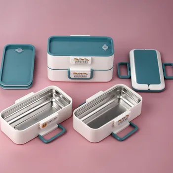 

Sealed girls' Japanese lunch box corrosion-resistant easy-to-clean stainless steel microwave oven heated double-layer insulated