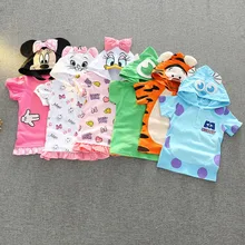 Детская одежда в европейском и американском стиле хлопковая Детская футболка с короткими рукавами одежда с капюшоном в японском стиле для мальчиков и девочек
