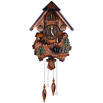

Large Wood Cuckoo Clock Mechanism Bird Living Room Clock Wall Bell Garden Modern Bedroom Decor Gift Bathroom Clock Scenic BA1