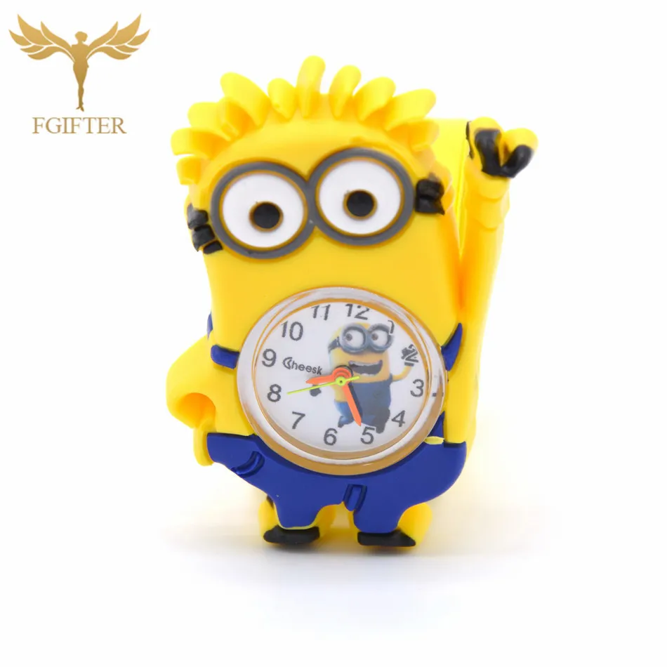Minion Watches Детские часы для девочек, Мультяшные кварцевые часы в стиле принцессы, милые резиновые часы, детские игрушки, Рождественский год, подарок для детей - Цвет: Minion Watches