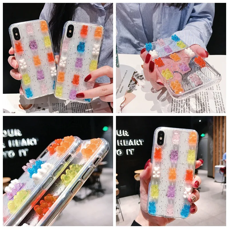 50Pcs Cute Bear Flat Back Planar Resin Color DIY Crafts Supplies Phone Shell Patch Decor Arts Material Kids Hair Accessories
