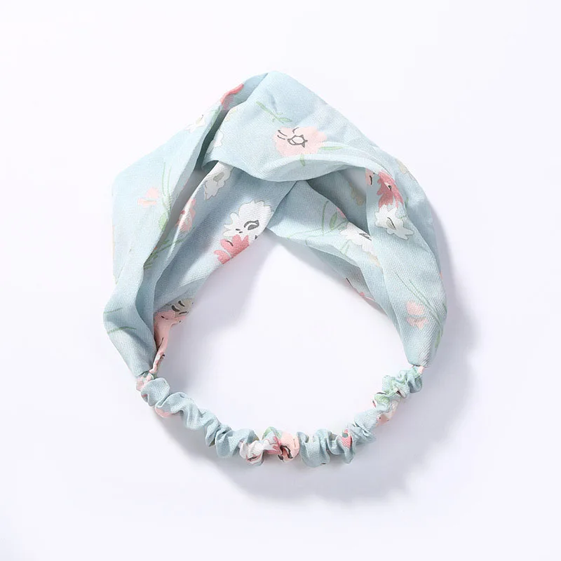 style 9 blue flower Женская замшевая повязка на голову; сезон весна-осень; Винтажные эластичные резинки для волос с перекрестным узлом; мягкая однотонная повязка для волос для девочек; аксессуары для волос - Цвет: style 9 blue flower