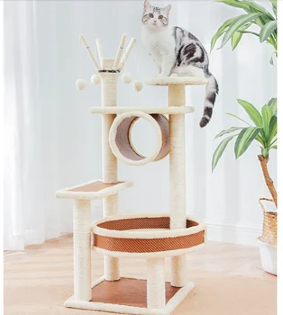 

Stable Cat Climbing Frame Nest Tree One Sisal Rattan Mat Tongtian Column Cat Climbing Column Villa Small Platform Cat Supplies