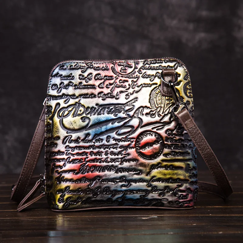 

WERAIMJX High Quality Women Bags Genuine Leather Shoulder Bags For Women Fashion Letter Embossed Crossbody Bags 2019 Retro Bags