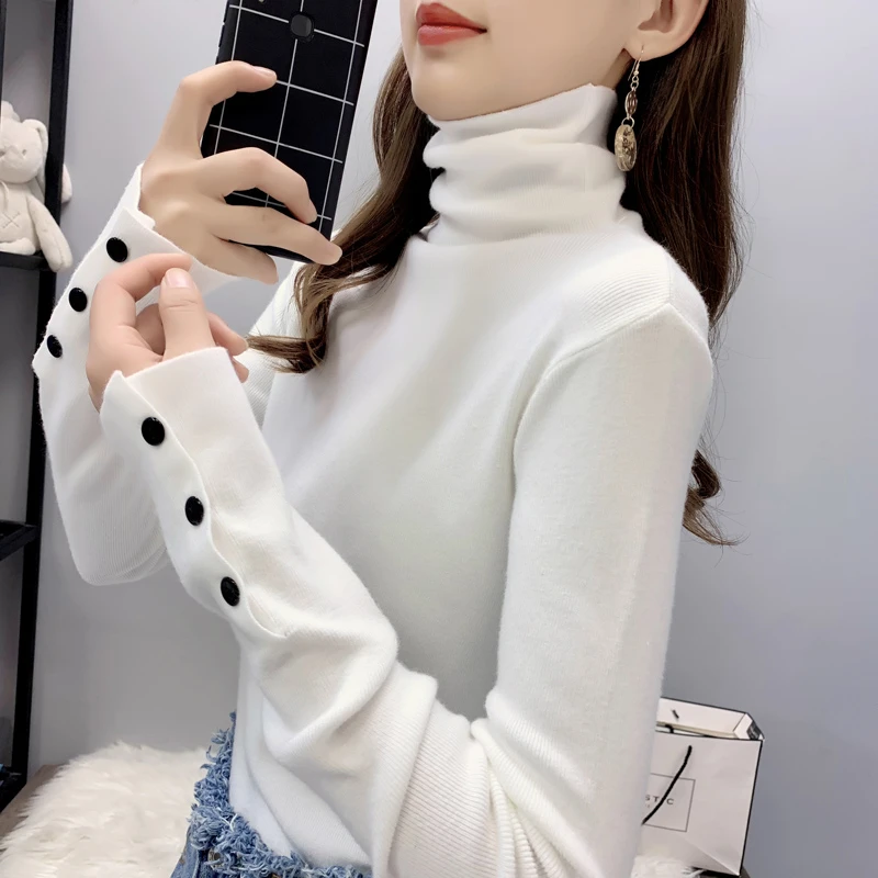 2020 New Turtleneck Knitted Elastic Sweater Pullover Women Long Sleeve Fashion Slim Winter Tops Jumpers Ladies Sweaters | Женская одежда