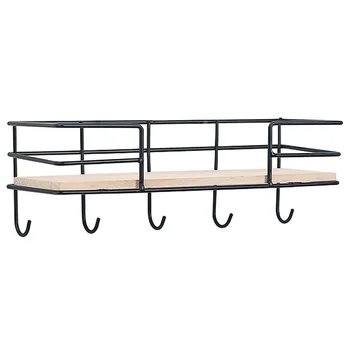 

Iron and wooden board Storage basket with Hooks Hat Key Rack Hangers Holder Wall Hook Home Decoration Hang Hooks for Keys