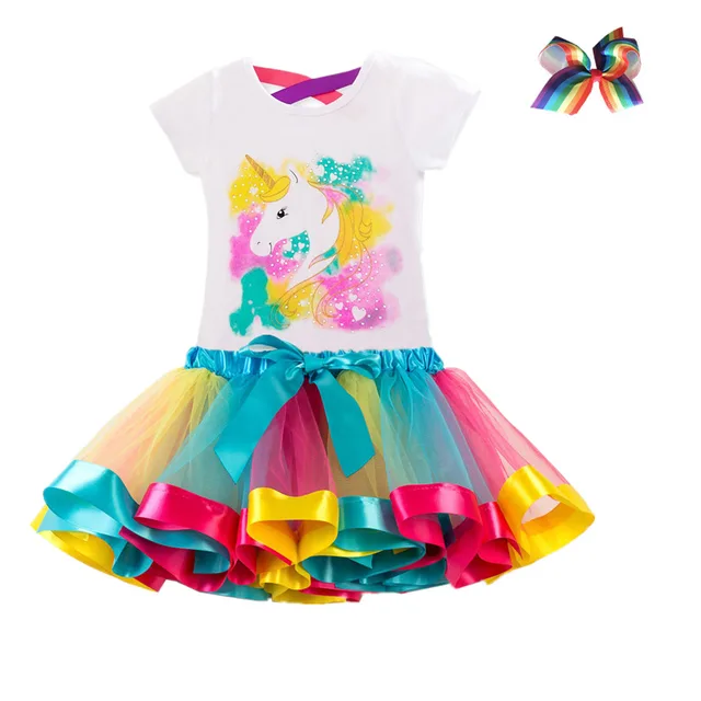 Unicorn Children's Clothing Sets Baby Girl Clothes Summer Princess Party Tutu Unicorn Costume Dress Kids Birthday Outfits Suits 1