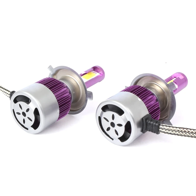 2pcs C6 LED Car Headlight Kit COB H4 36W 7600LM White Light Bulbs purple