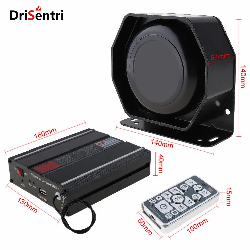 

12V 200W 18 Tone Loud Car Warning Alarm Police Siren Horn PA Speaker with MIC System & Wireless Remote Control New