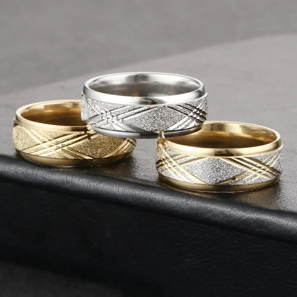 Mens 8mm Stainless Steel Rings Rhinestone Finger Ring for Couple Lover Engagement Wedding Rings Trendy Jewelry Size 6.5-11.5 wedding rings finger rings jewelry rings ring jewelry couple rings