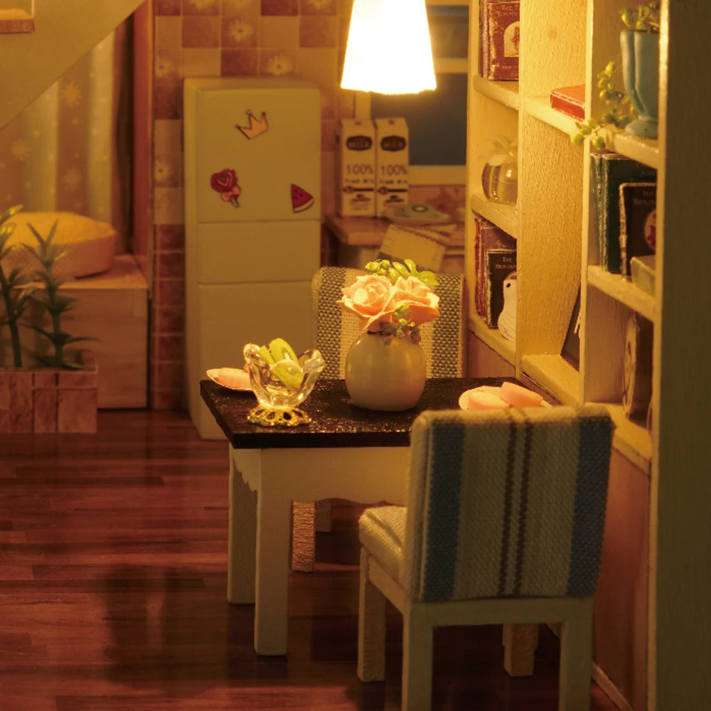 

Hot DIY Miniature Loft Dollhouse 3D Wooden House Toys Handmade Crafts with LED Lights Christmas Birthday Gift Miniature Furnitur