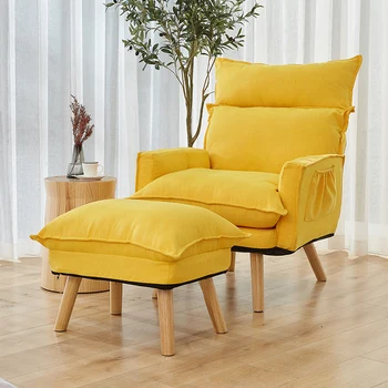 

Foldable Reclining Gaming Sofa Single Chair with Footrest Headrest&Backrest Adjustable Chaise Lounger Balcony Lunch Break Chair