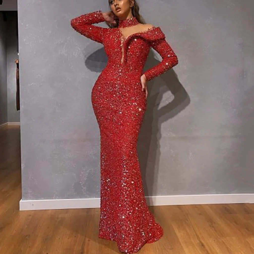 plus size red sequin dress