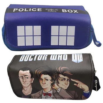 

Hot Designer Doctor Who Pencil Bags Cases Leather Organizer Purse Students Stationery Bag Gifts Kids Boy Girl Anime Pen Wallets