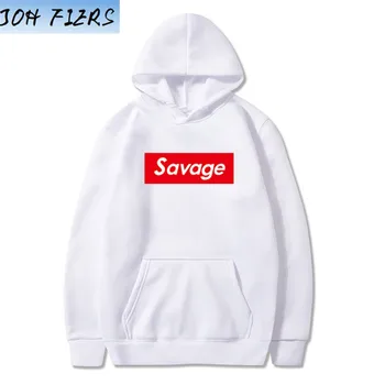 

2019 New Mens Hoodies Printed Savage Hoodies Parody No Heart X Savage Mode Long Sleeved Streetwear Suprem Harajuku Tops Pullover