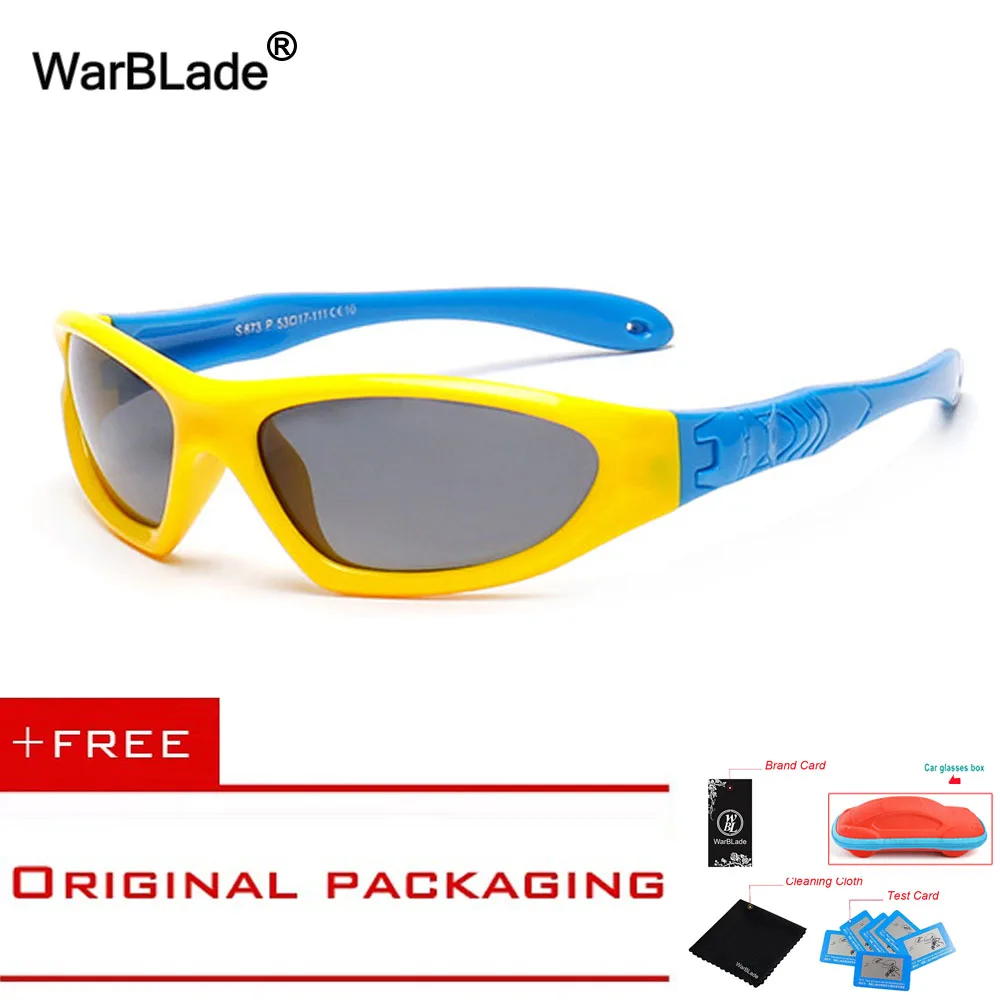 Резиновые поляризационные солнцезащитные очки для детей, яркие цвета, гибкие солнцезащитные очки для мальчиков и девочек, безопасные качественные очки с футляром WarBLade
