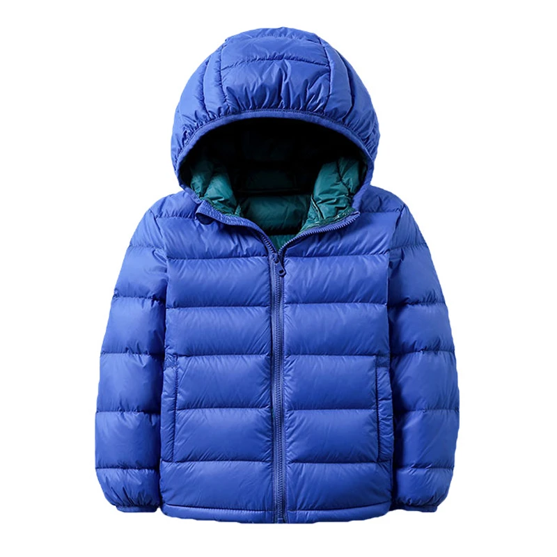 0-10℃ Kids Duck Down Jackets Hooded Winter Coats Boys Girls Portable Windproof Puffy Parkas 13T 14T
