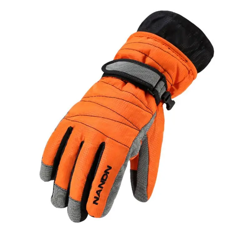 Перчатки для велоспорта для взрослых и детей, толстые ветрозащитные водонепроницаемые теплые зимние перчатки для катания на лыжах, новая ручная одежда - Цвет: Orange