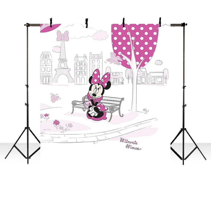 

Mehofoto Vinyl Newborn Photocall Pink Minnie Mouse Dance Polka Dots Custom Photo Studio Birthday Background Photography Backdrop