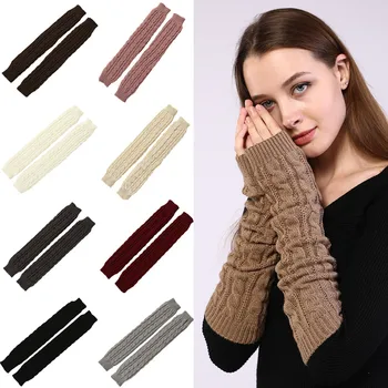 

Fashion Women Winter Long Hollow Out Twist Knitted Keep Warm Fingerless Gloves gloves перчатки gloves перчатки winter gloves