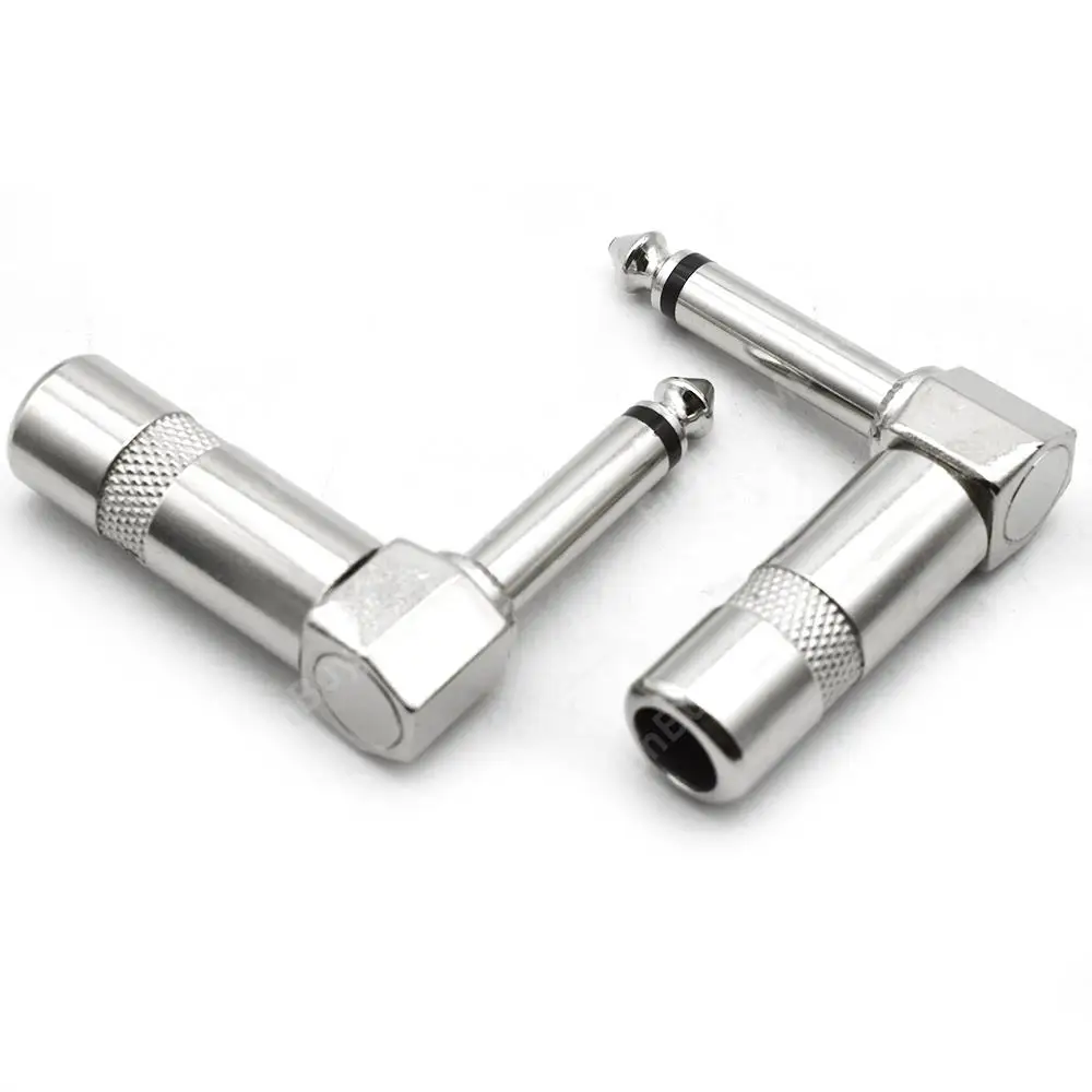 4pcs 6.35mm Right Angle Mono Guitar Plug 90 Degree Elbow 6.5mm Jack Audio Microphone Connector 6.5mm Stereo Audio Plug Connector