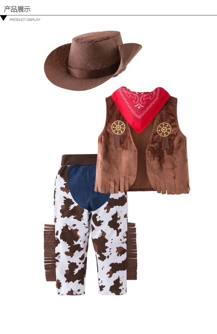 BOY'S Suit CHILDREN'S Suit Western Cowboy Role Clothing Cosplay Clothes Baby CHILDREN'S Suit 4 Pieces in a Set