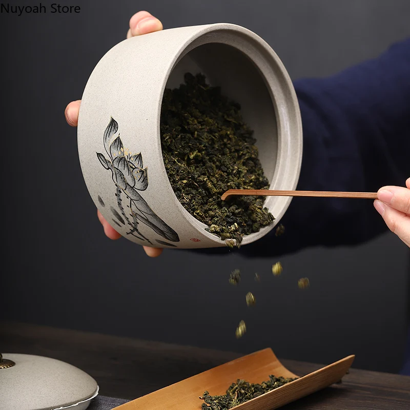 Medium-sized Tea Cans Household Ceramic Sealed Cans Ceramic Jars Storage Tanks Moisture-proof Tea Coffee Table Decorations tea tin box tea canister