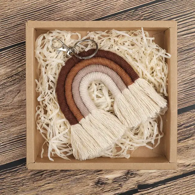 2021 New Macrame Tassel Keychain Women Boho Handmade Weaving Rainbow Keychains Creative Bag Charm Pendant Keyring 5