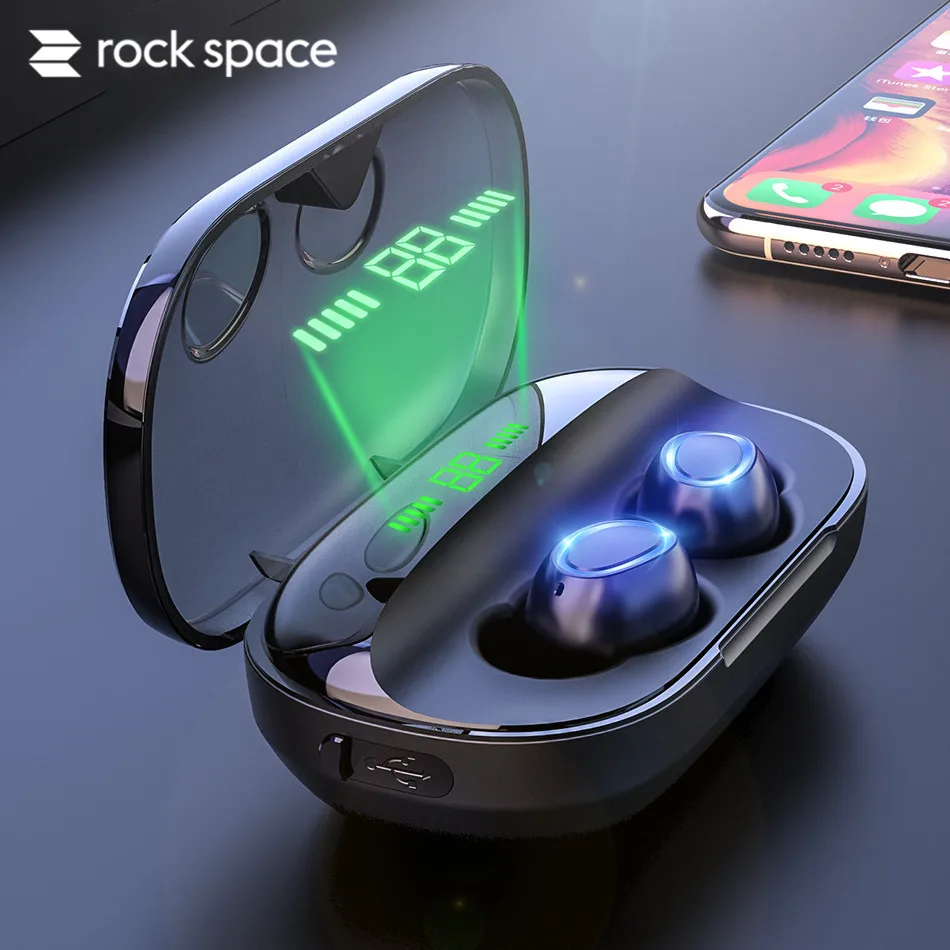 ROCK SPACE True беспроводные наушники стерео мини Bluetooth V5.0 Hi Fi звук глубокий бас Earphoens
