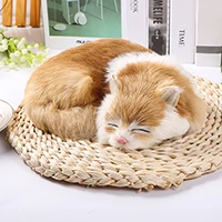 YELLOW Имитация кошки кукла кожа волосы Моделирование Животное милый детский подарок пара взаимный подарок украшение дома домашнее животное украшения для магазина - Цвет: YELLOW