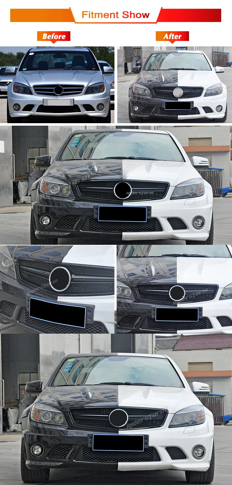 Передняя решетка подходит для класса C W204 C63 amg Стиль ABS 1-плавник передний бампер решетка 2008-2011 C180 C250 C300 C200 с эмблемой